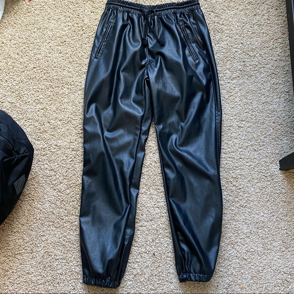 Trendy Faux Leather Joggers